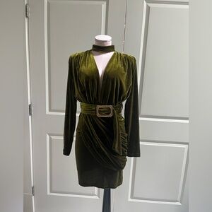 Elegant Velour Green Dress size M